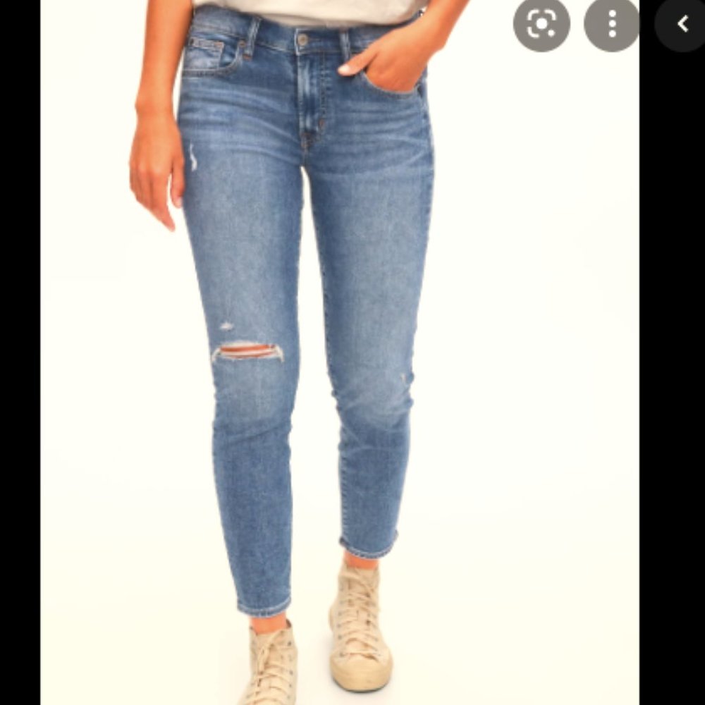 Gap True Skinny Blue Jeans Cut Out Knee Cotton